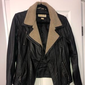 MICHAEL KORS Moto jacket with Sherpa collar